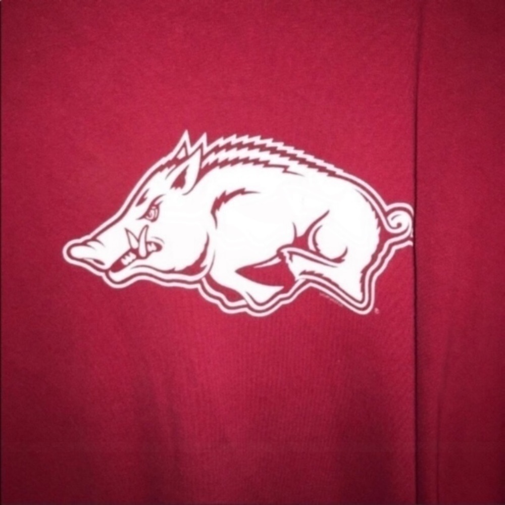 Arkansas Razorbacks Long Sleeve Tee Women’s Large Red NCAA Shirt Cotton Game Day - Picture 4 of 4